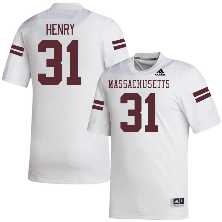 Massachusetts Minutemen #31 Rashad Henry College Football Jerseys Stitched-White